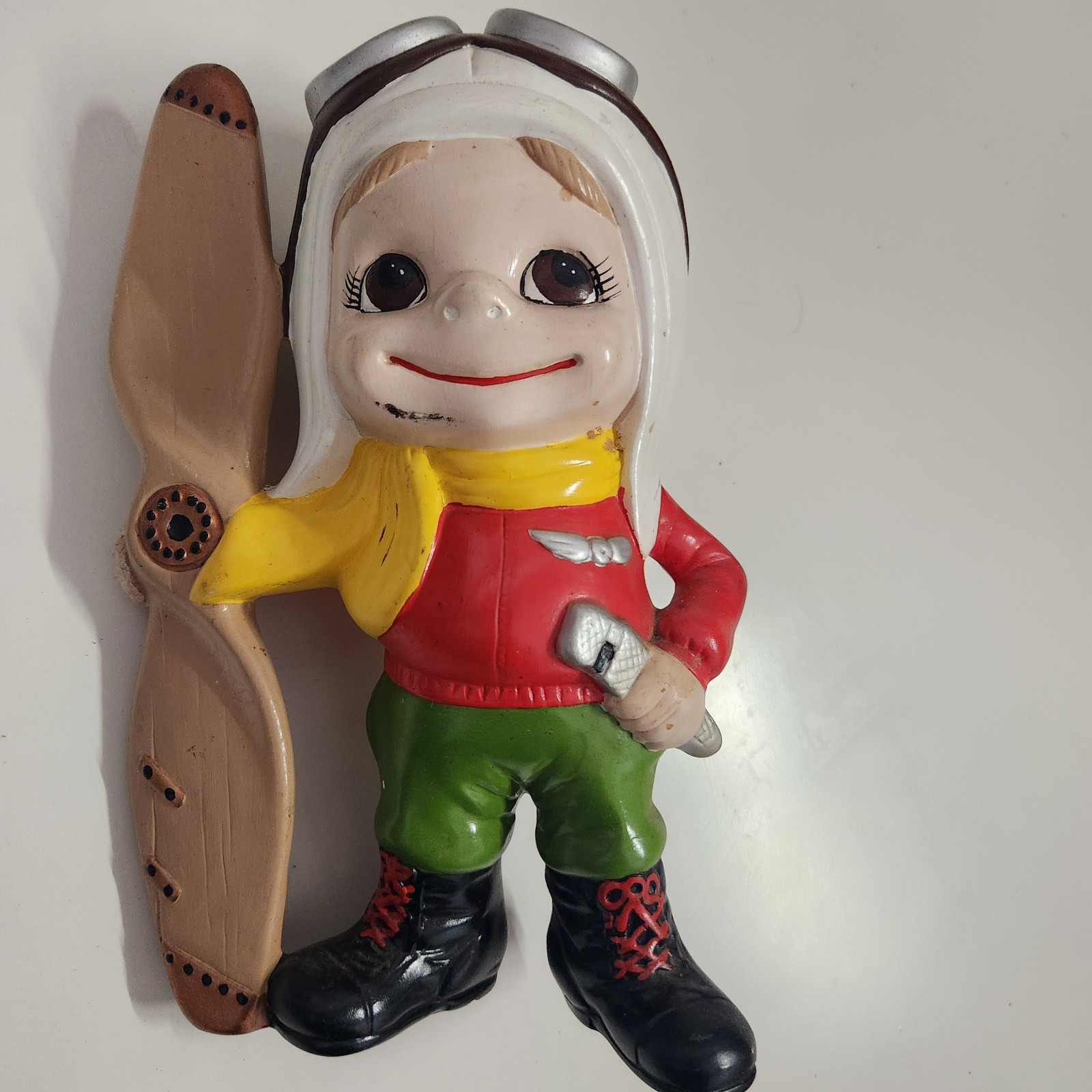 Atlantic Mold Smiley Boy Aviator Aviation Pilot 1972 Ceramic Figure Hand Painted