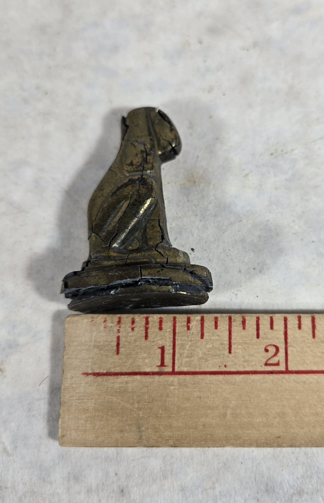 RARE Primitve Solid Brass? Cast Dog ? Rabbit ? Figurine 4” Art SEE PHOTOS