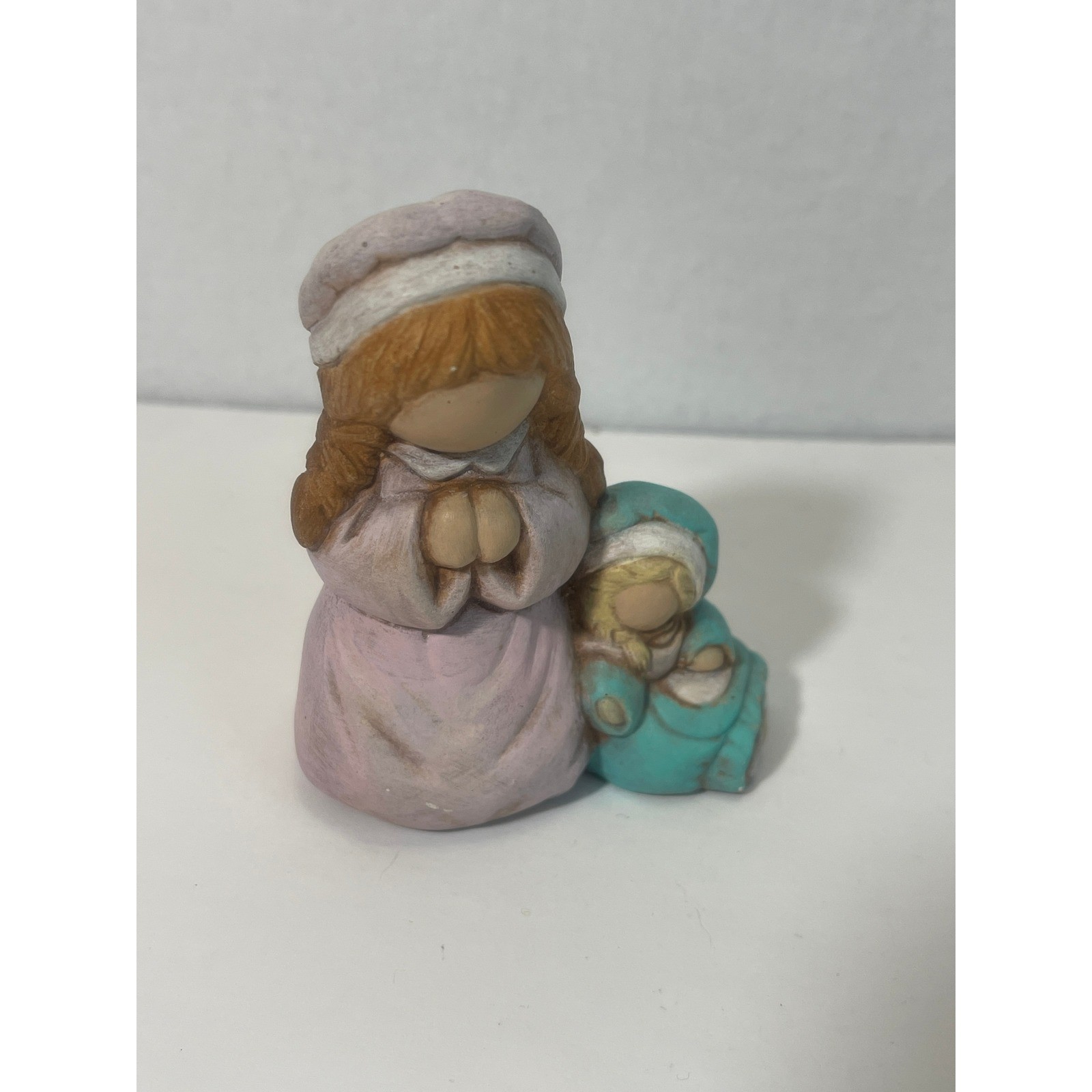 Vintage Ceramic Praying Children Figurine With Teddy Bear DM 10/7/99 Nowell’s