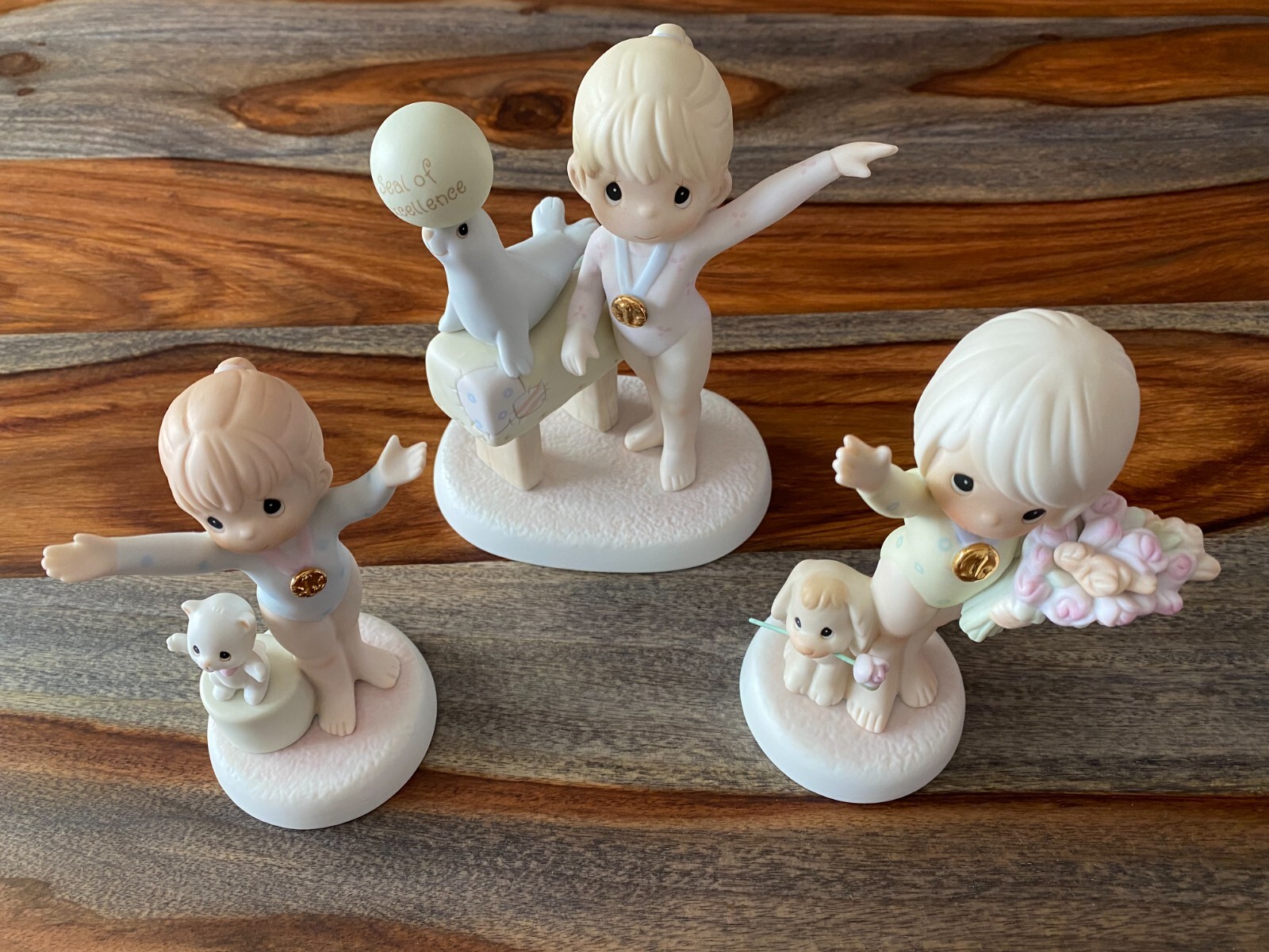 Precious Moments – 3 “Victory” Gymnast Figurines – Frequent Buyer Program 1997