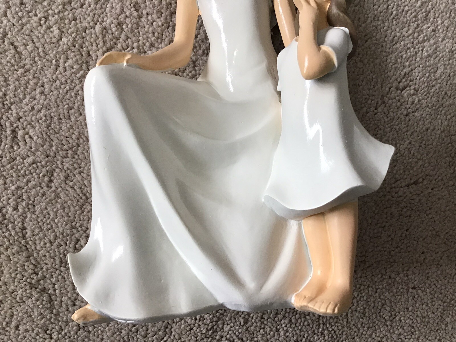 Kneeling Mother and Daughter Plastic Resin 9″ Figurine