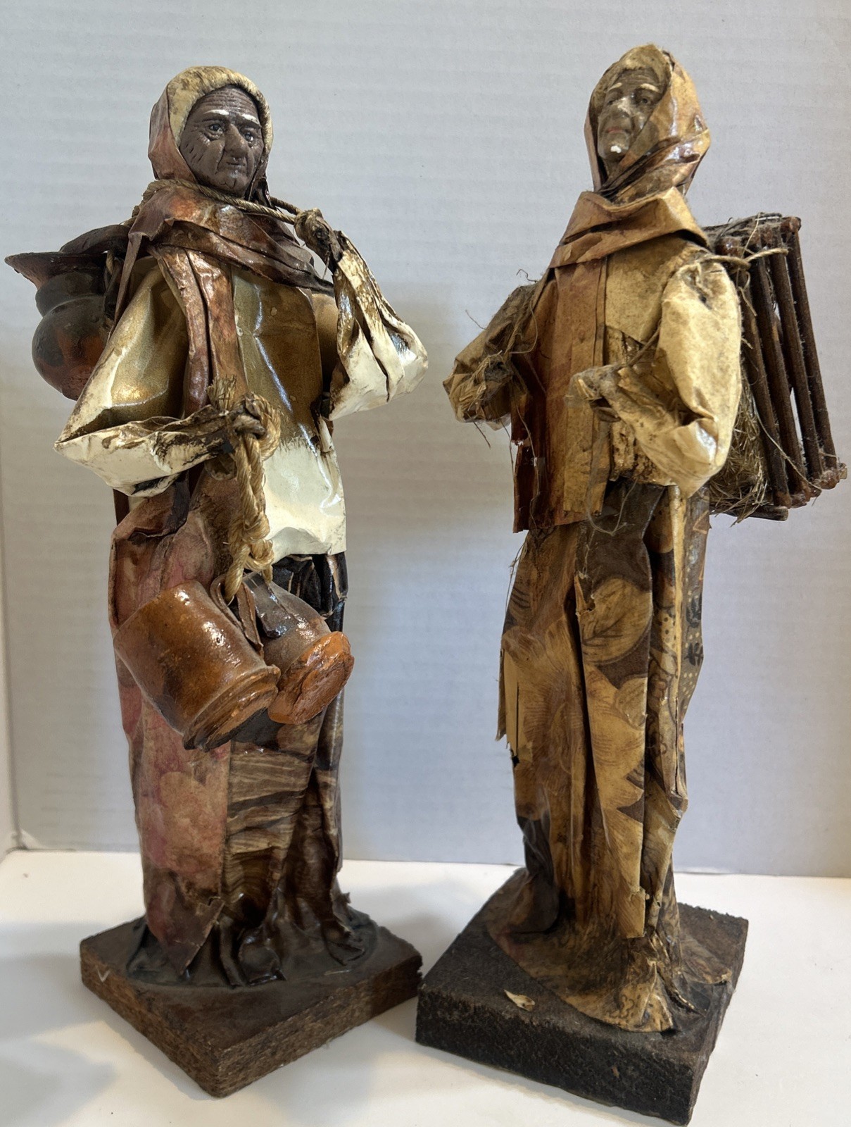 Paper Mache (2)Mexican Folk Art Figurine Sculpture Ethnic Culture Village People