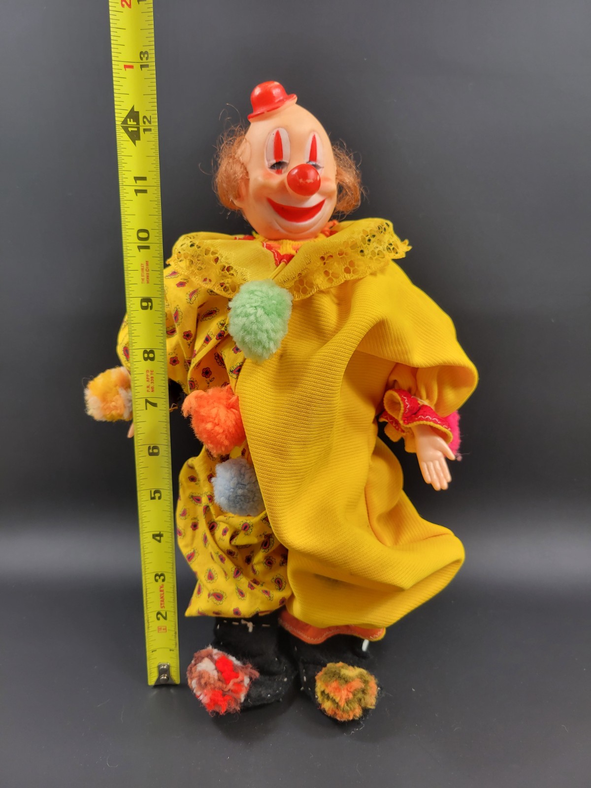 Vintage Lightweight Plastic Body Clown w/ Felt Shoes Mid Century?
