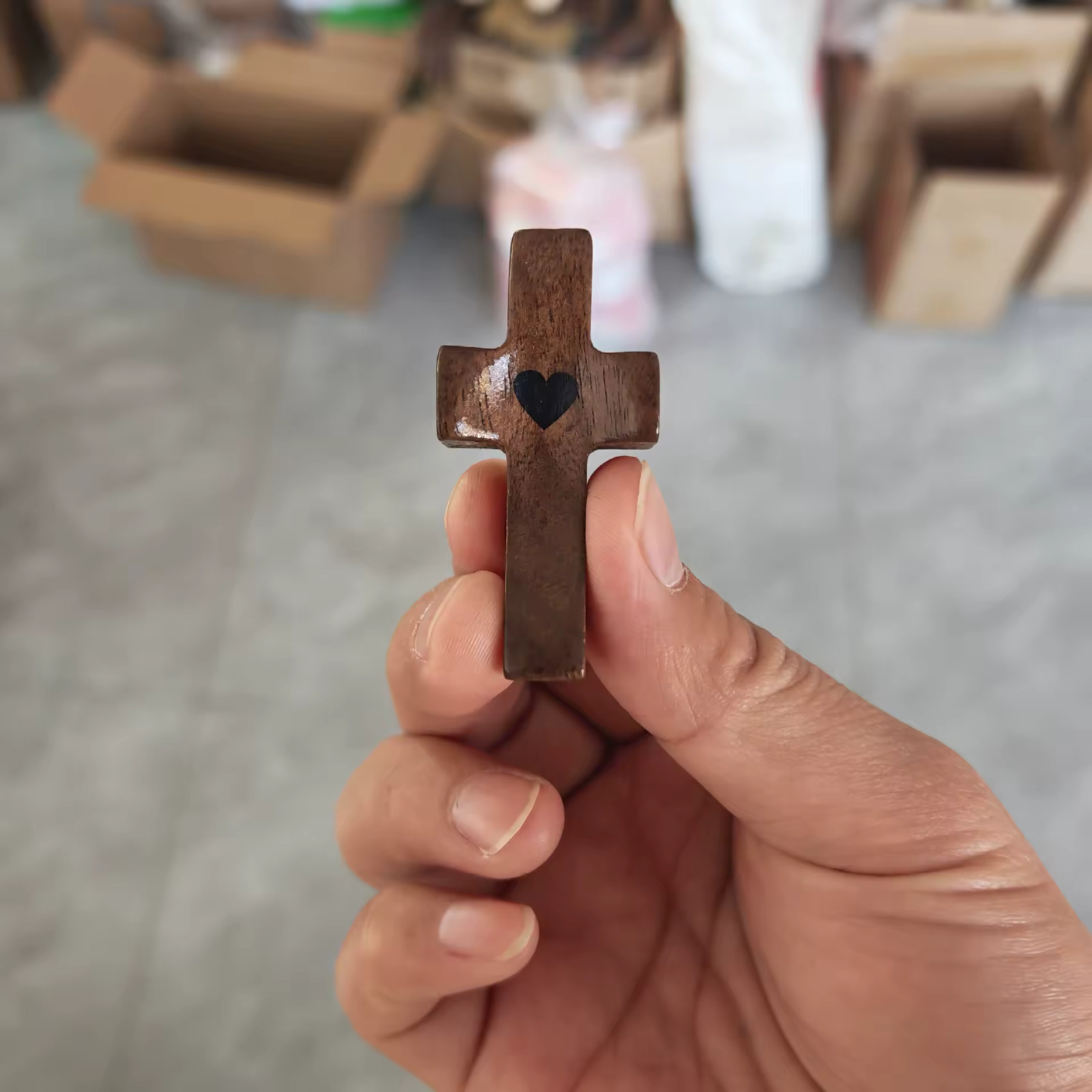 Olive Wood Pocket Prayer Cross Christian Religious Gift