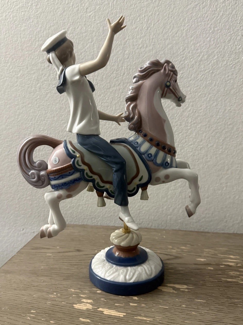 Lladro 1470 Boy on Carousel Horse MINT BOXED Canopy Pole Retired HUGE BOX Heavy