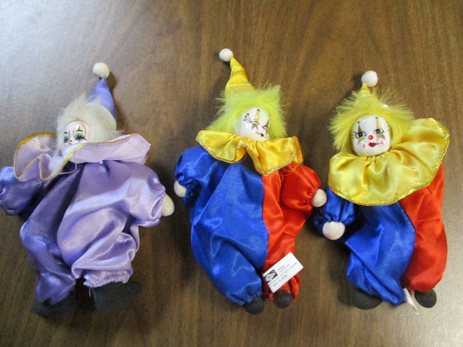 Vintage Porcelain Clown Dolls Lot Of 3 , Arimark/Artmark