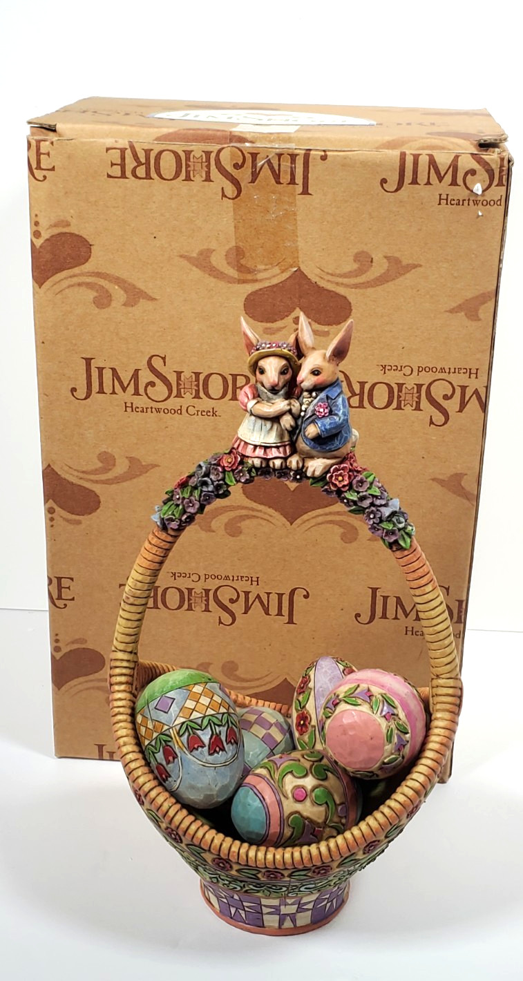 Jim Shore Heartwood Creek Gathering Joy Basket With Eggs Figurine 4007546 -SG-5