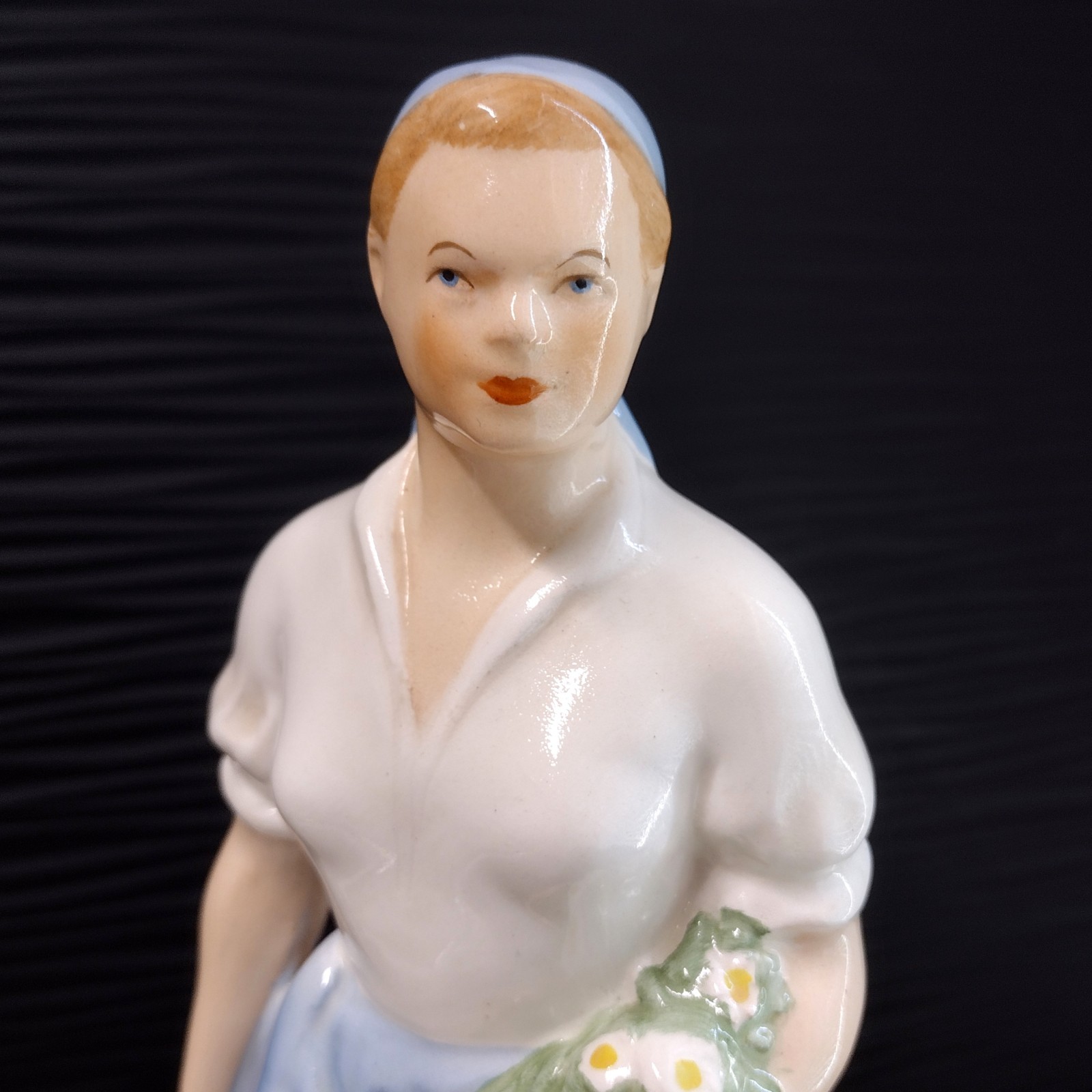 VTG Rare Hungarian Granit Pottery Figurine Gardener Girl Socialist Realism Art
