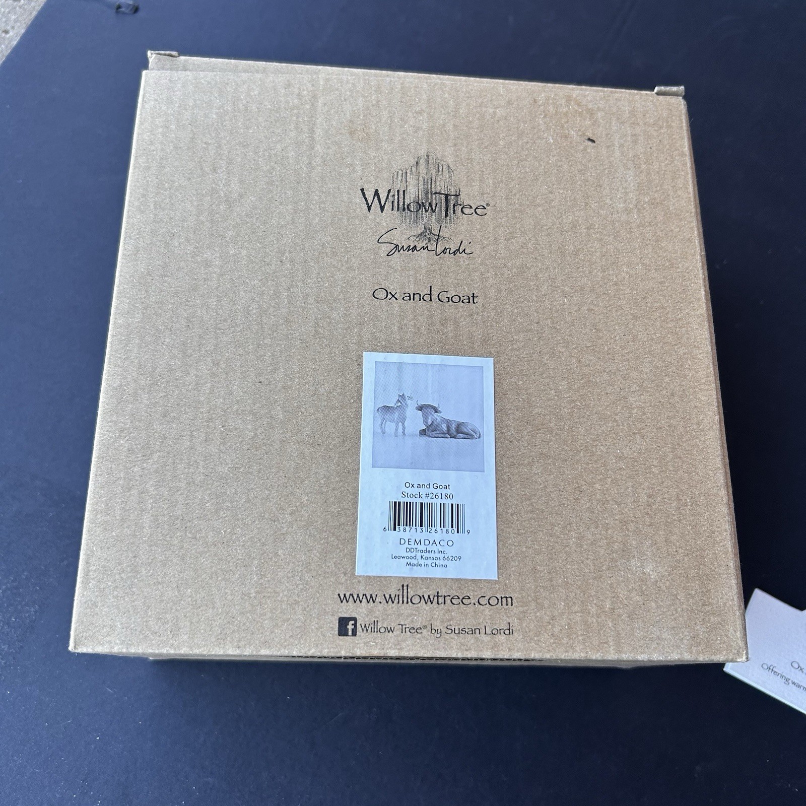 Willow Tree Ox and Goat Sculpted Hand Painted Nativity 2 Piece Set New Open Box