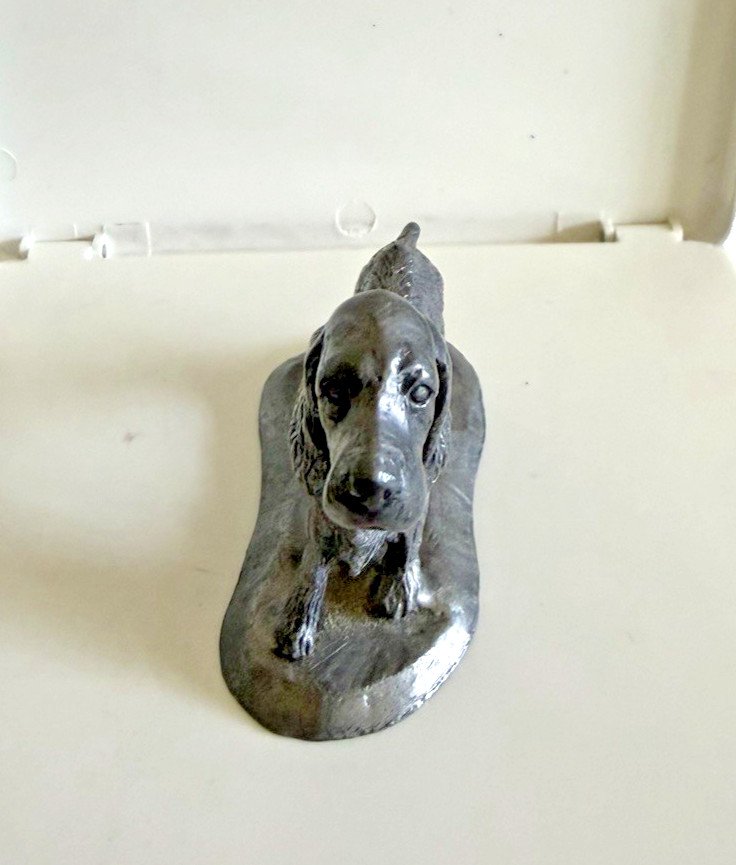 Michael Ricker Vintage Pewter Cocker Spaniel Dog Figurine Collectible Sculpture
