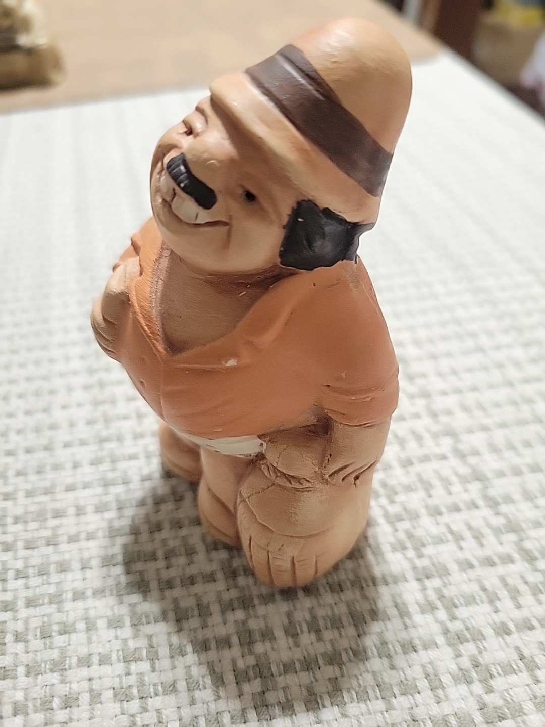 Chilean Folk Art Pottery Mustache Man w/Hat Figurine Terra Cotta Clay Chile