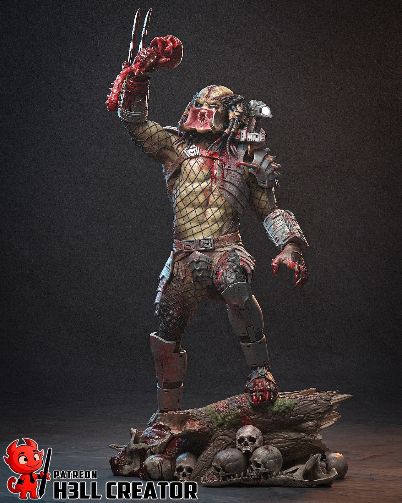 Predator 1/10 Scale Statue 3D Print Model Kit Unpainted