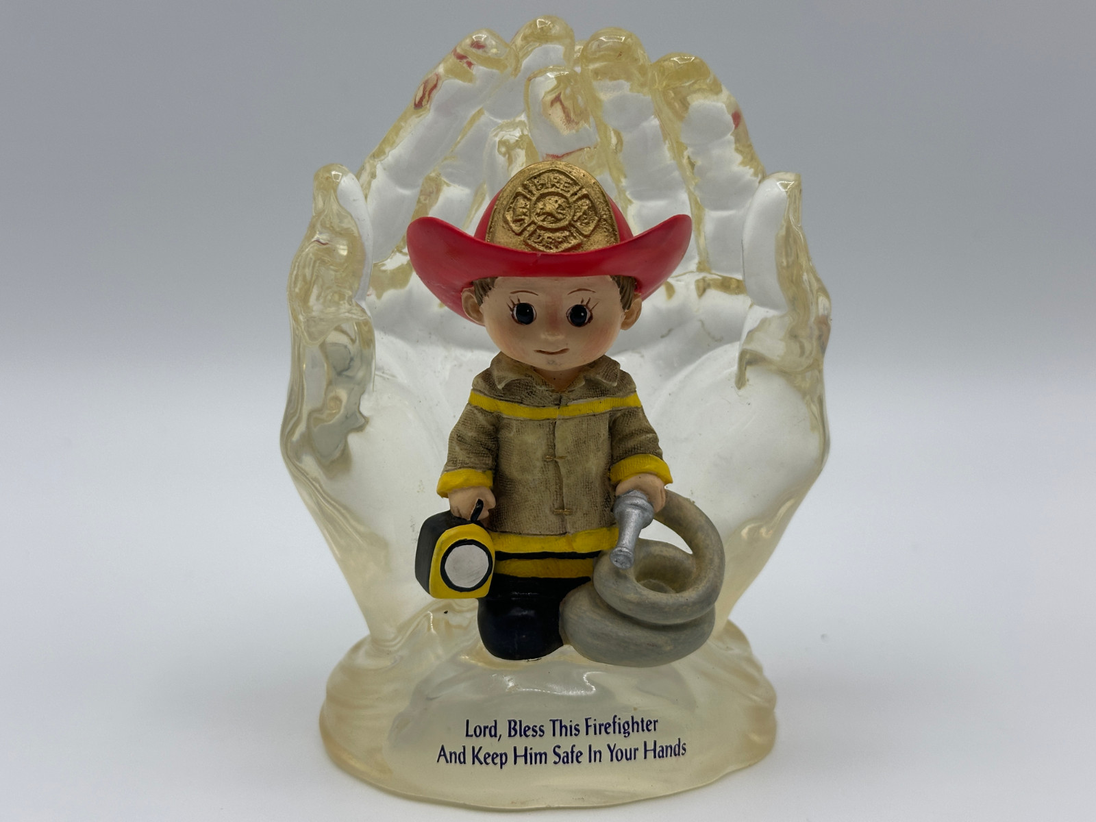 Vintage Firefighter Figurine in Praying Hands – Lord Bless This Firefighter