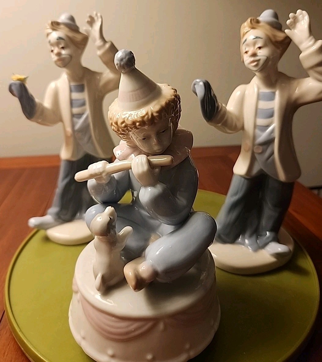 Vtg Paul Sebastian Limited Edition Porcelain Clown Magician & Music Box Lot Of 3