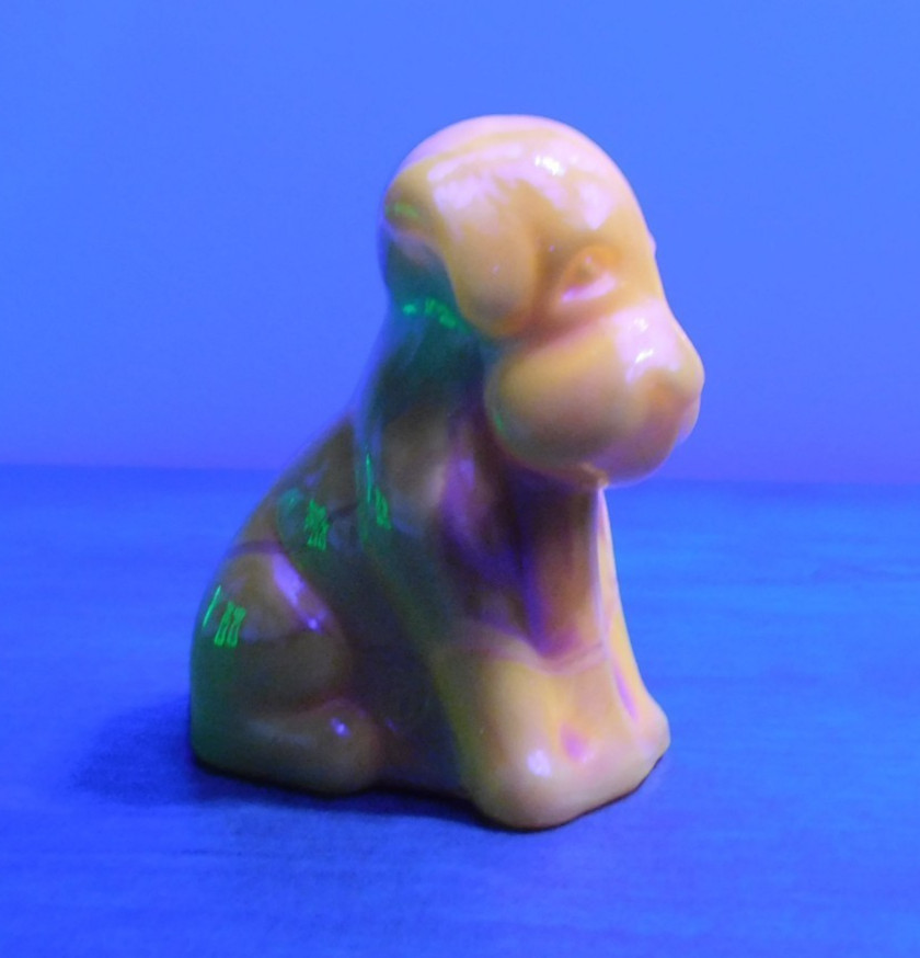 Vintage Degenhart Art Glass Pooch the Dog Figurine “Bittersweet” UV Glow