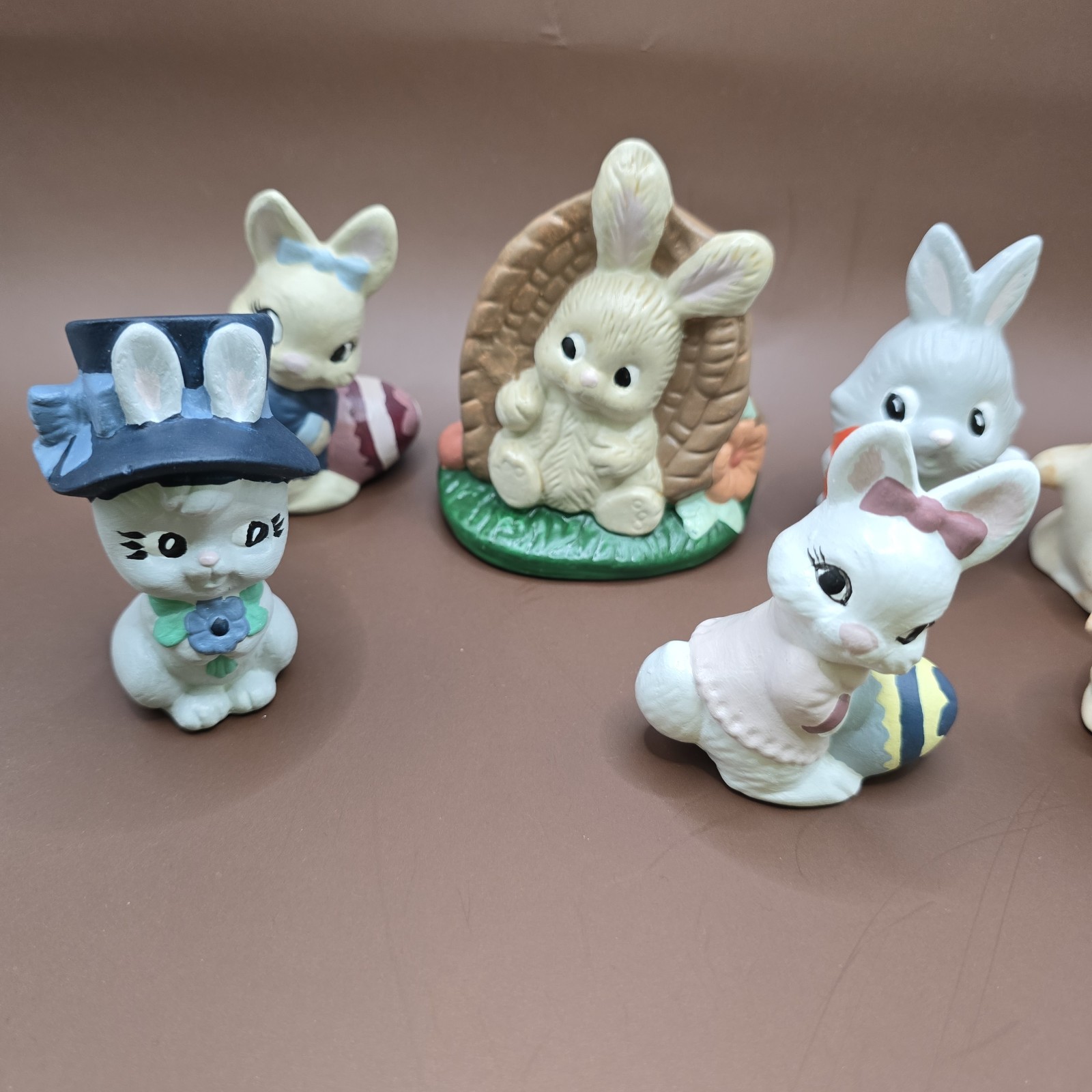 7 Vintage Miniture Easter Porcelain Figurines Bunnies
