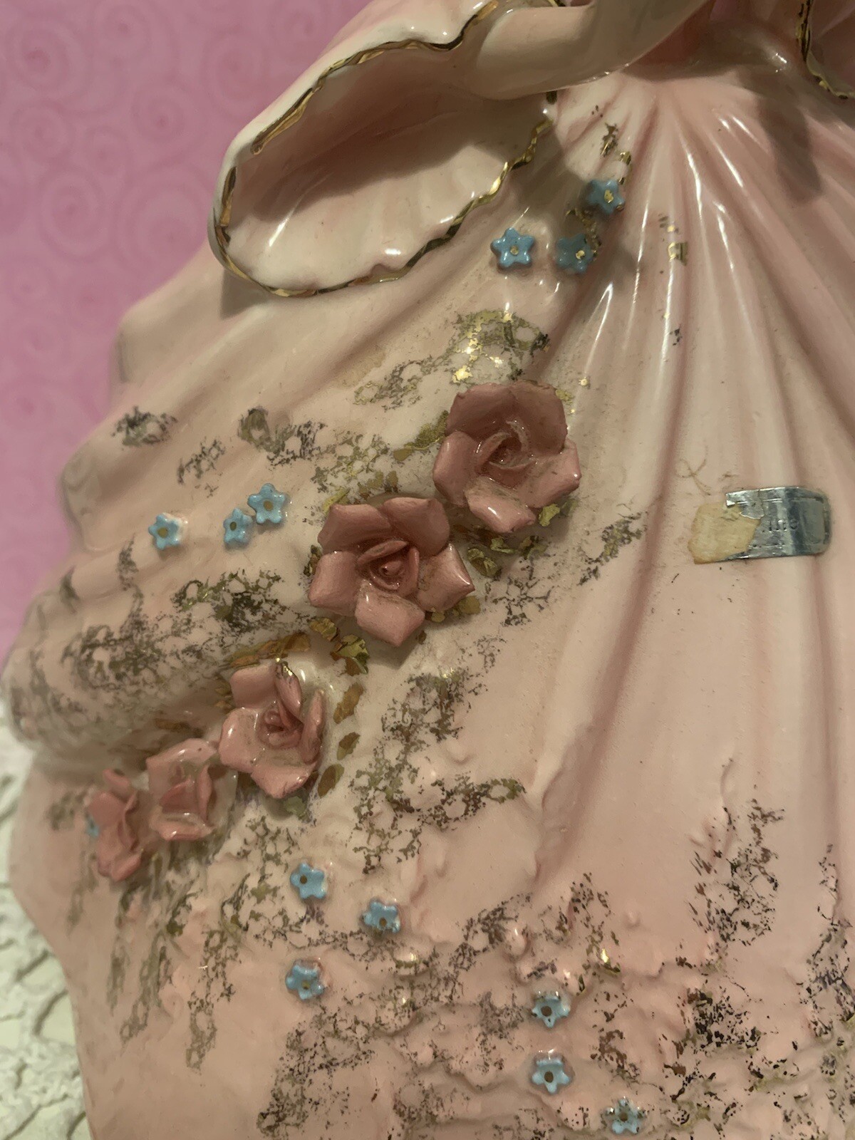 Vintage 9” Josef originals lady figurine pink dress umbrella southern Belle READ