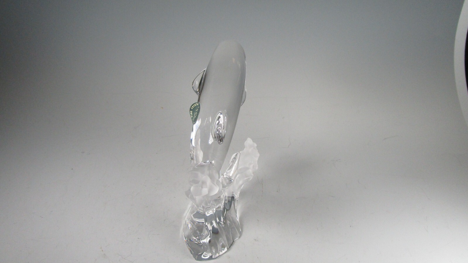 Lenox DOLPHIN & Waves Clear & Frosted Crystal Figurine Germany 7″ 1994