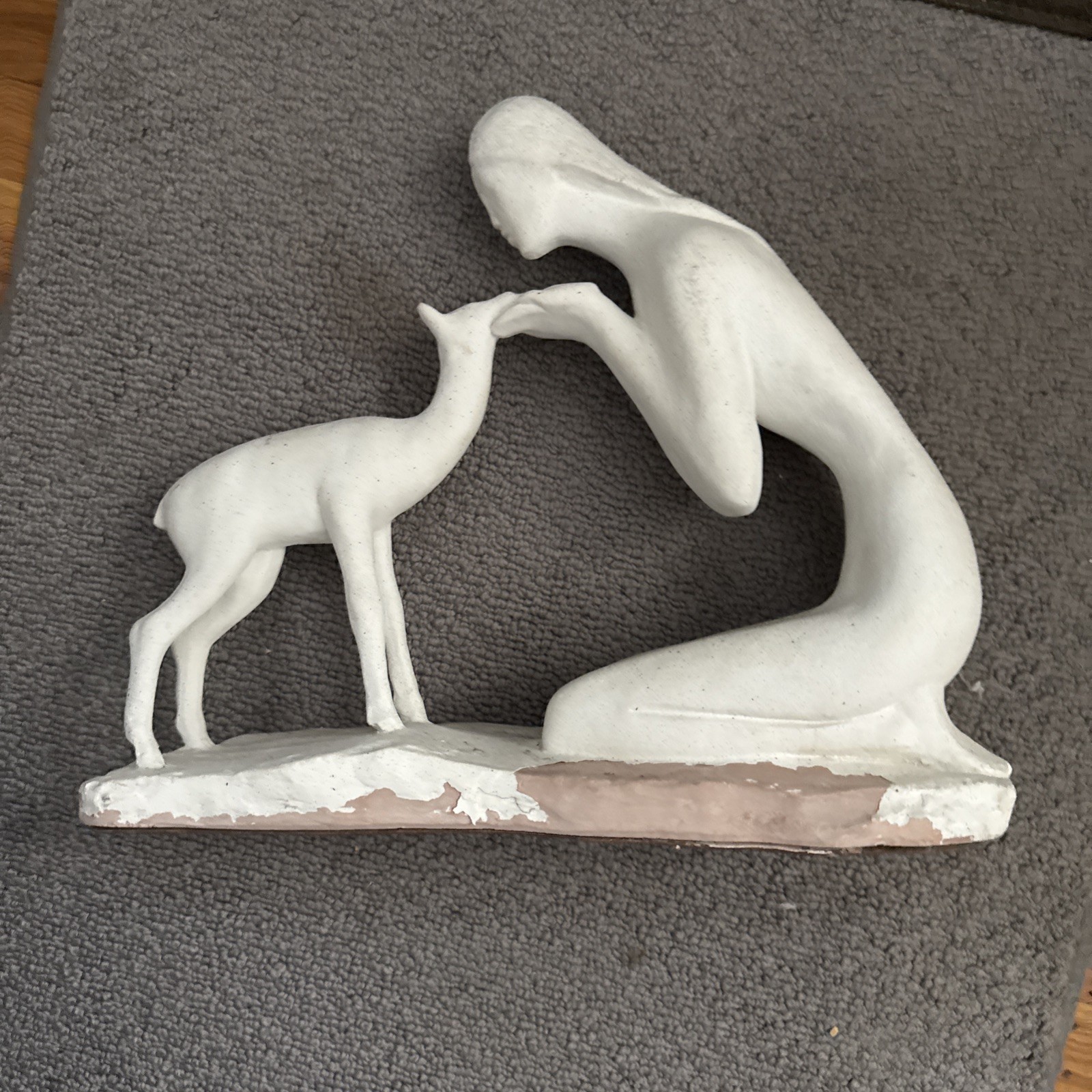 1981 WOMAN WITH FAWN STATUE SCULPTURE by MARC LA POINTE Austin Productions Read