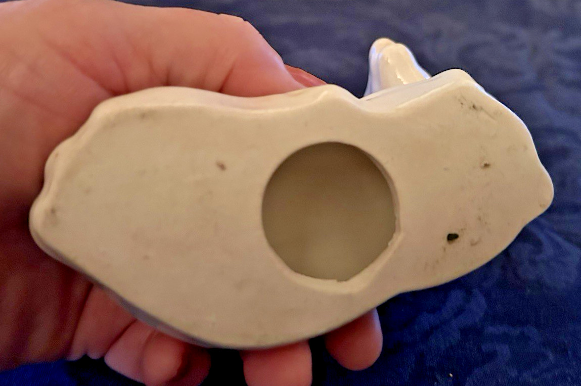 Vintage White Glazed Ceramic Reclining Deer Figurine 4″x4.5′