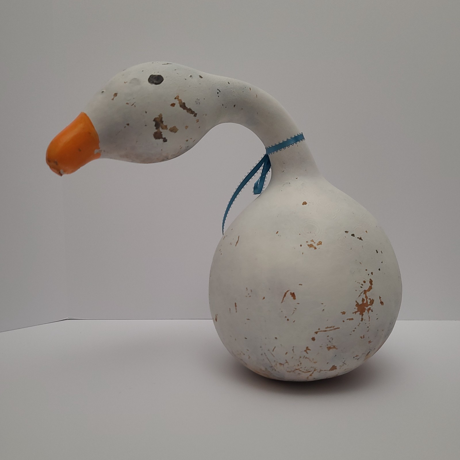 Vintage Hand-Painted Goose Gourd Figurine 13″