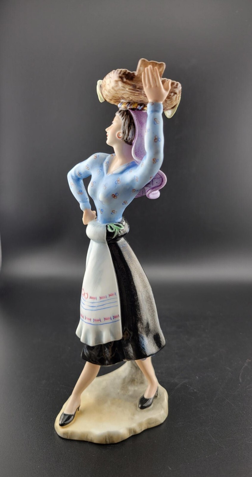 Vista Alegre Porcelain Figurine Douro Litoral Lady Basket Holding Fish Portugal
