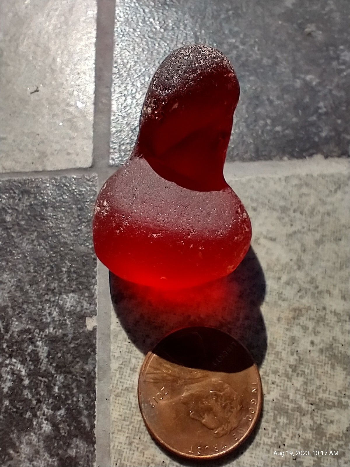 Unique rare Phallic Phallus looking Spiritual Love Red Sea Glass
