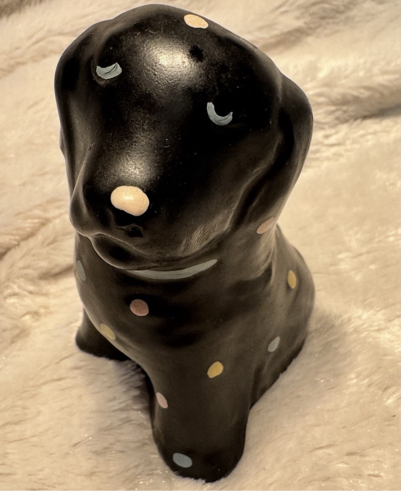 Vintage Plaster Pop Art Polka Dot Moody Dog Puppy Labrador Retriever Folk Art