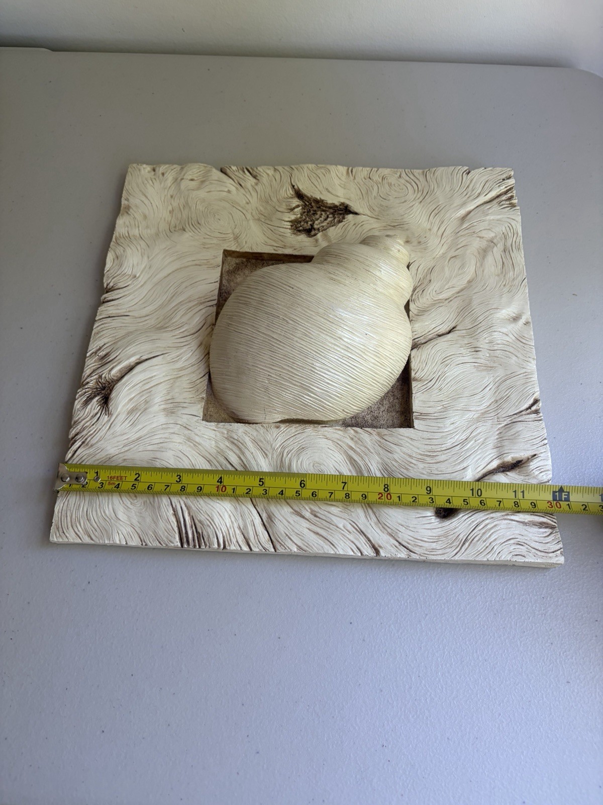 Jim Shore 2002 Spiral Seashell Hanging Wall Decor Plaque 12” Square 3D Rustic