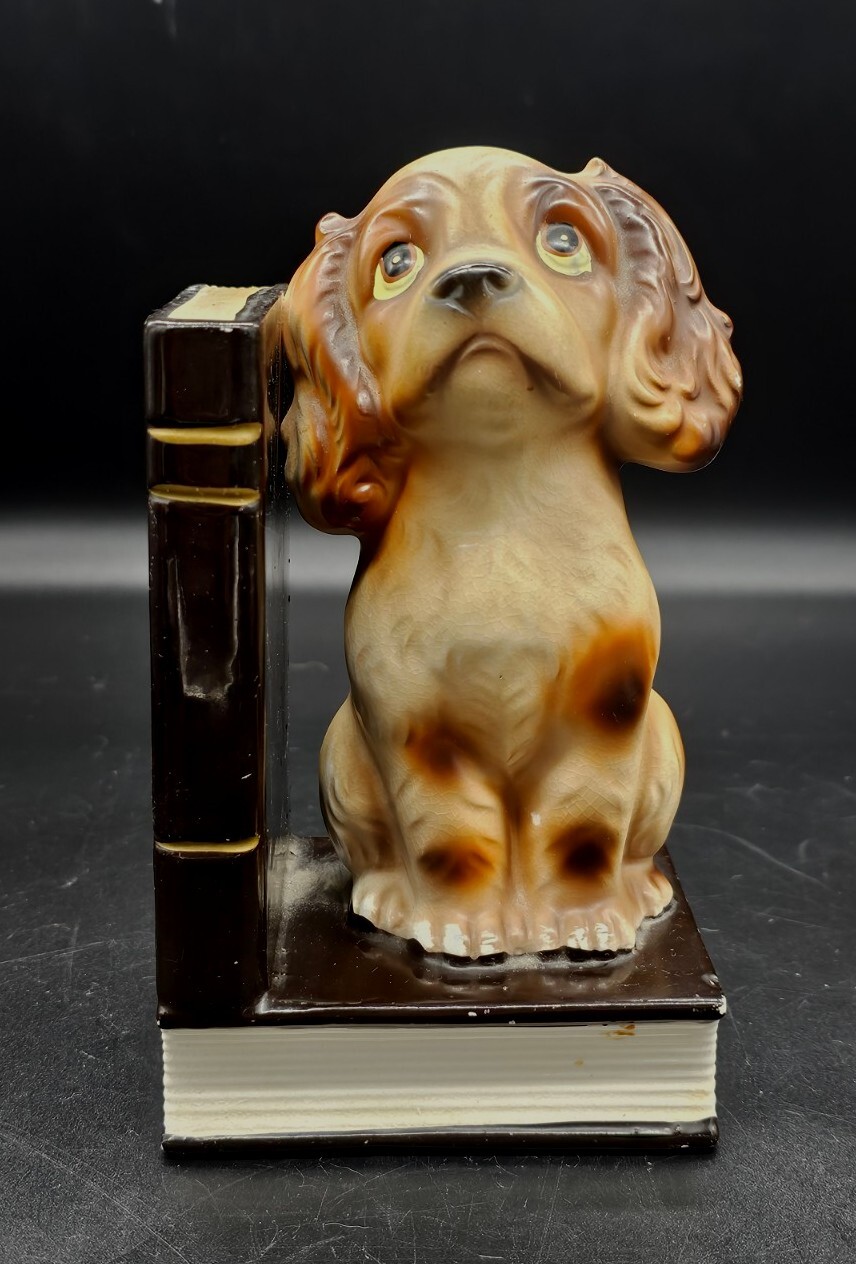 Vintage Arnart Japan Big Eyed Sad Spaniel Puppy Dog Single Bookend 7×4″