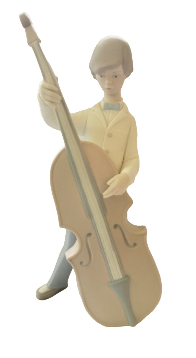 Lladro Boy Bass 4615 Matte Porcelain Soft Pastels Musical Figurine VTG Spain