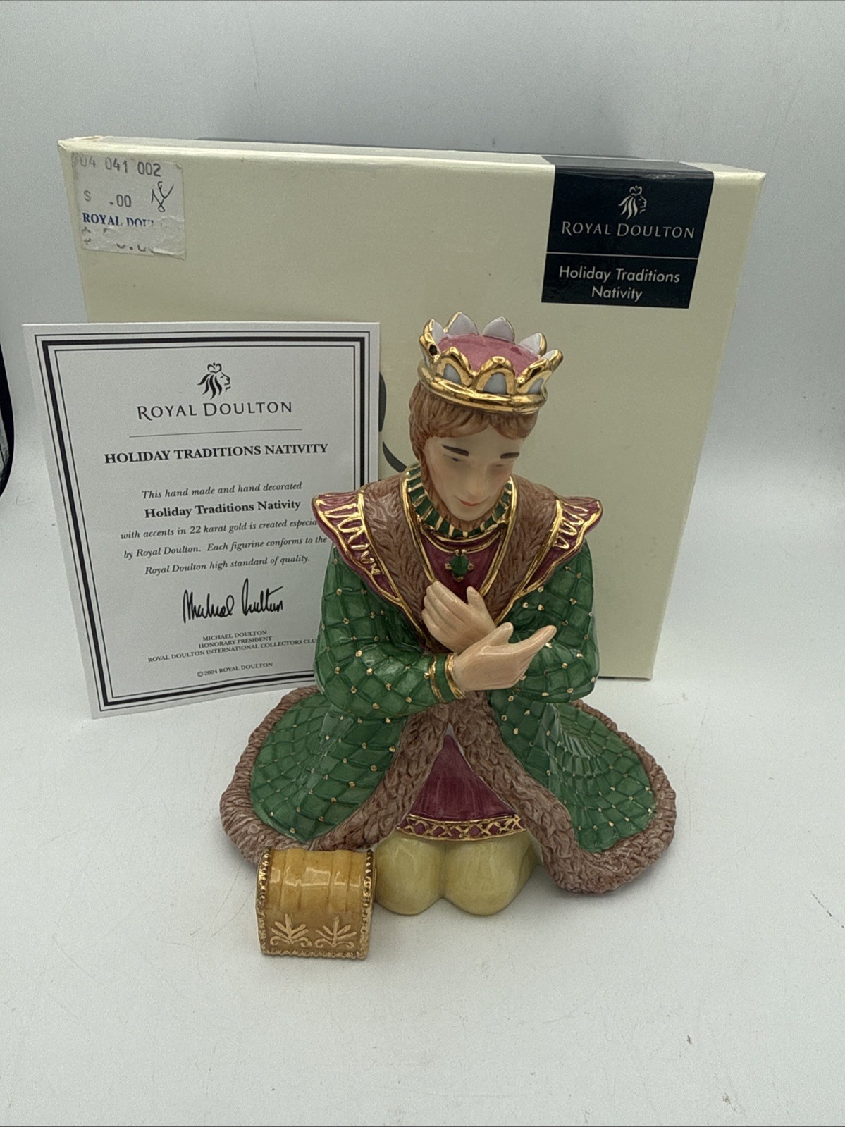 2004 Royal Doulton Holiday Tradition Nativity Wiseman Gaspar 22kt Gold Accents