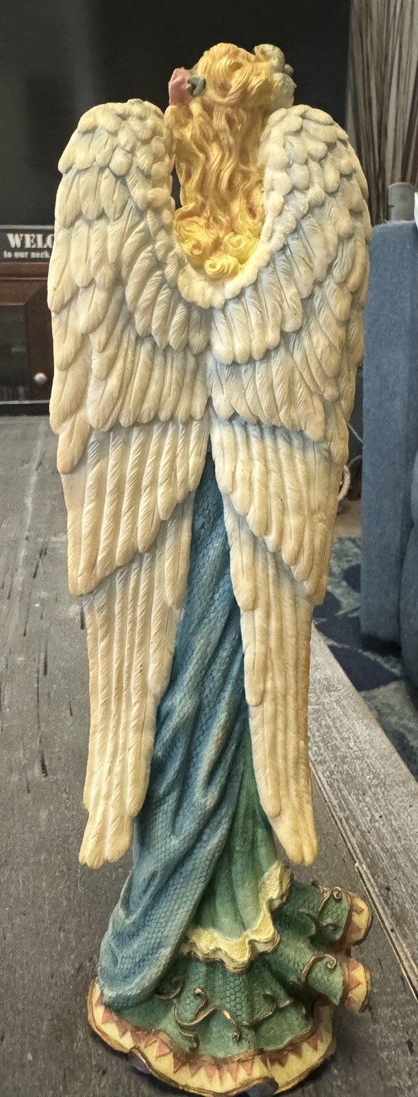 LENOX Angels of Life – ANGEL OF PEACE – Blue & Purple – 11.25in, Blonde, Flowers