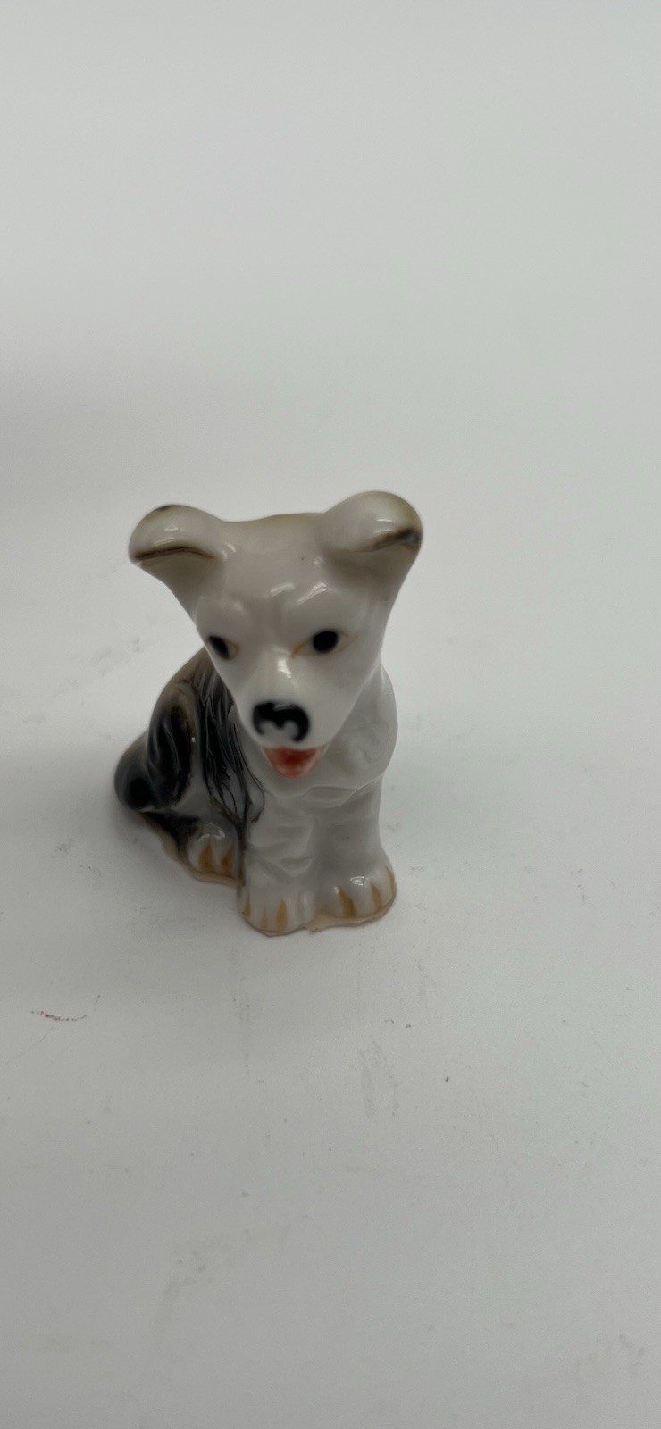 Vintage 40s-50s Porcelain Miniature Dog Figurine For Trinket Shelf 1.5 Inches