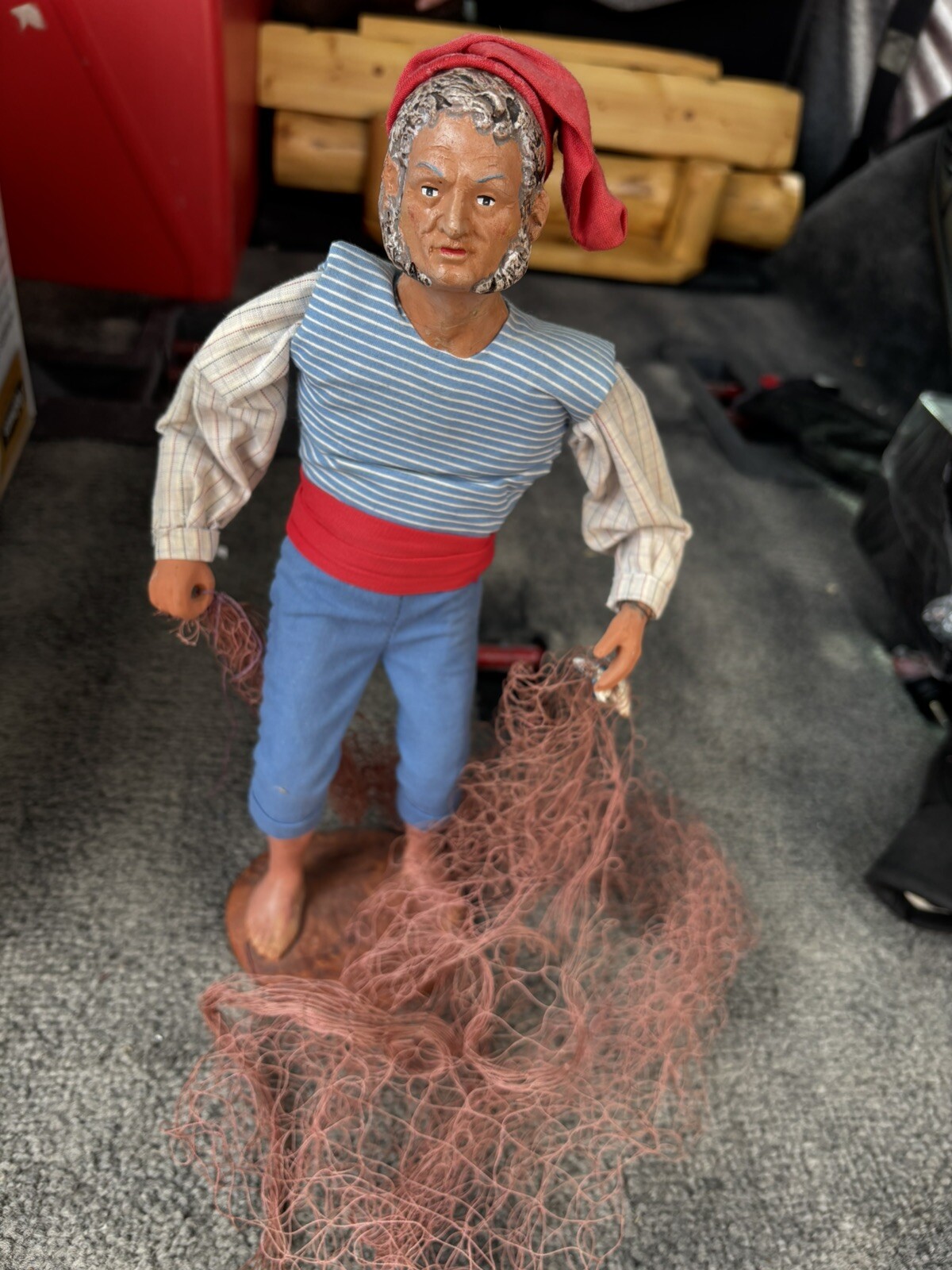 Vintage Santon De Provence Hand Made Clay Fisherman Figurine S Jouglas France