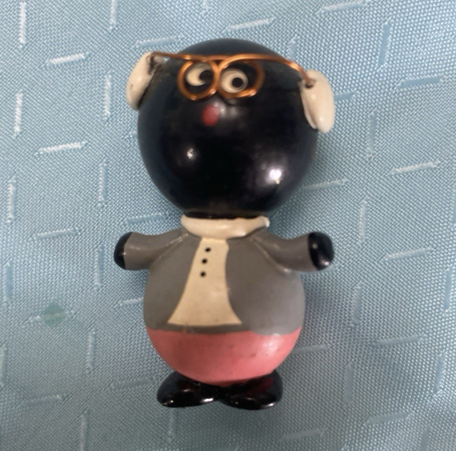 Brushart Marbles Man with Glasses Black Gray Pink Adorable Handmade in Chile