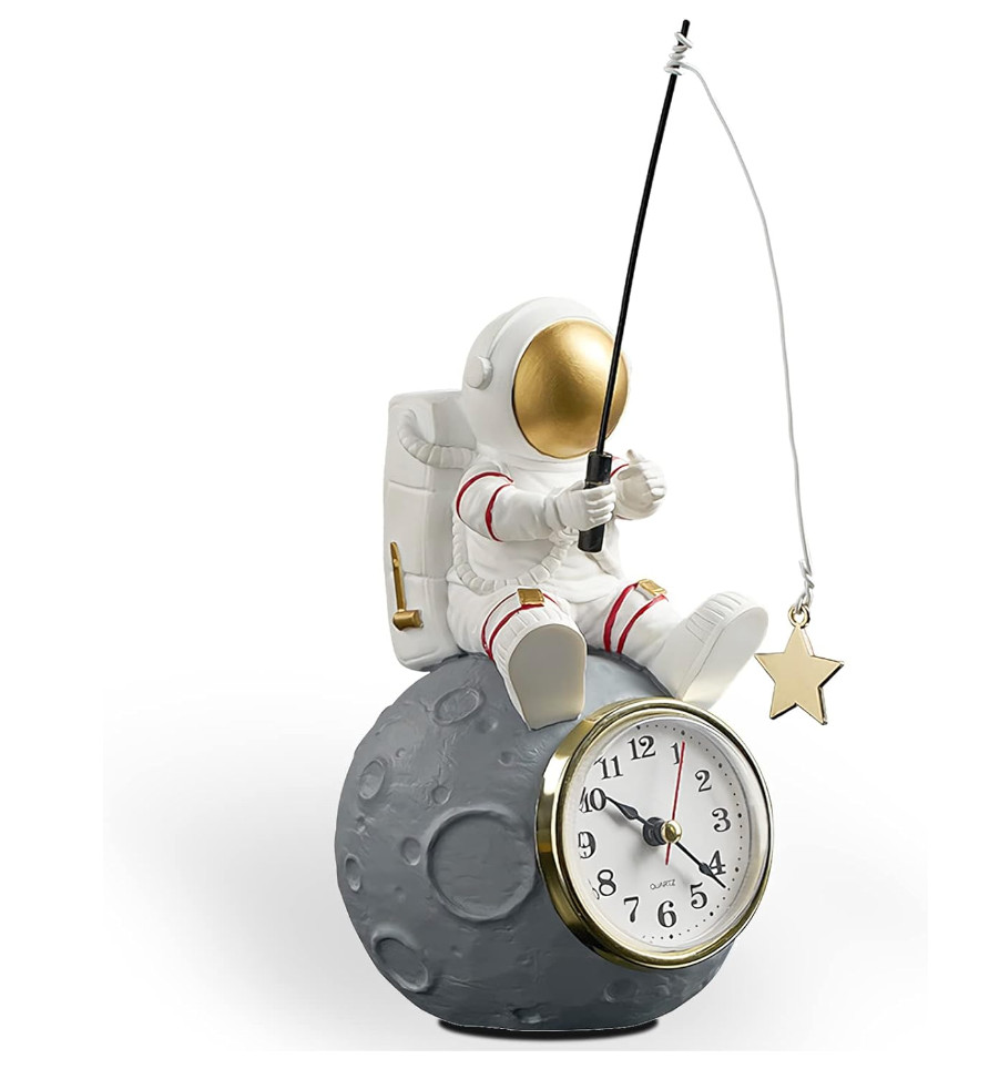 Astronaut Figure Clock for Desktop & Shelf, Battery Operated, Small Table Clock