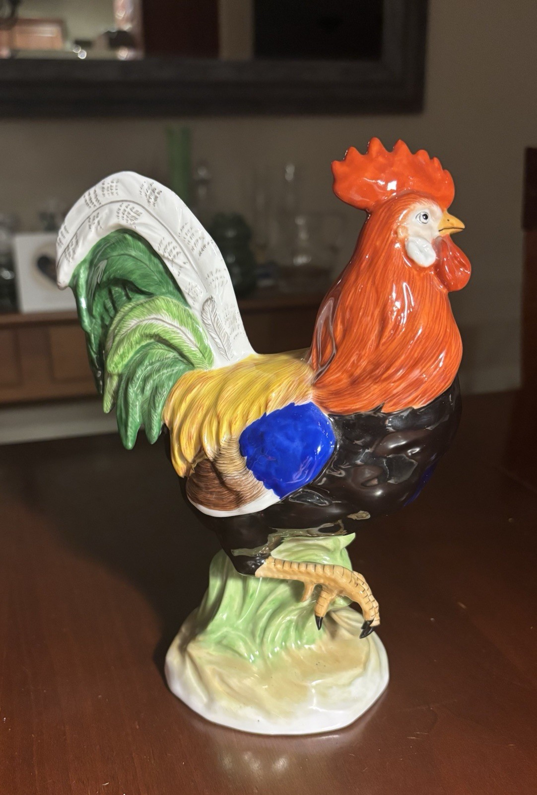 Carl Thieme Dresden Porcelain Rooster Medium Size 8” Great Colors