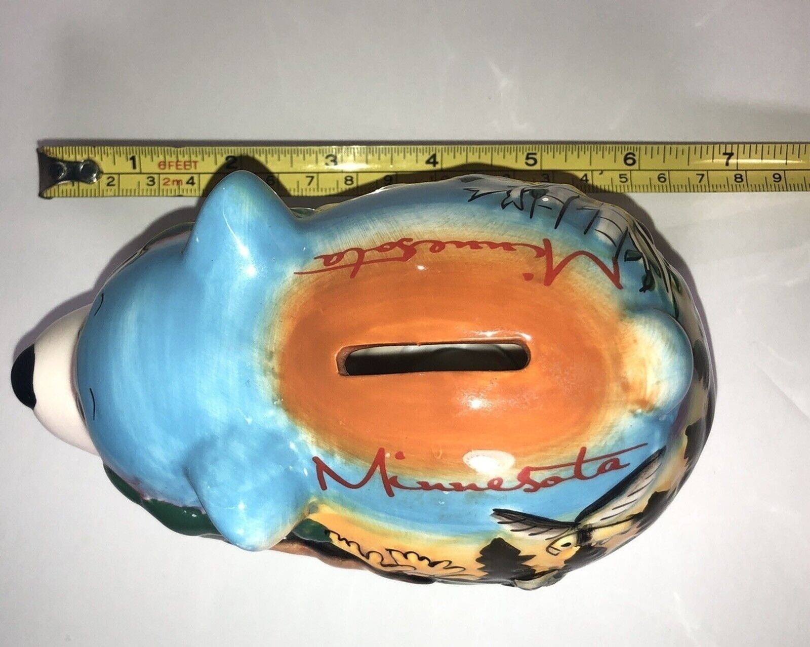Minnesota Hand painted Ceramic Bear Bank,Figurine Raised Surface Hand Painted