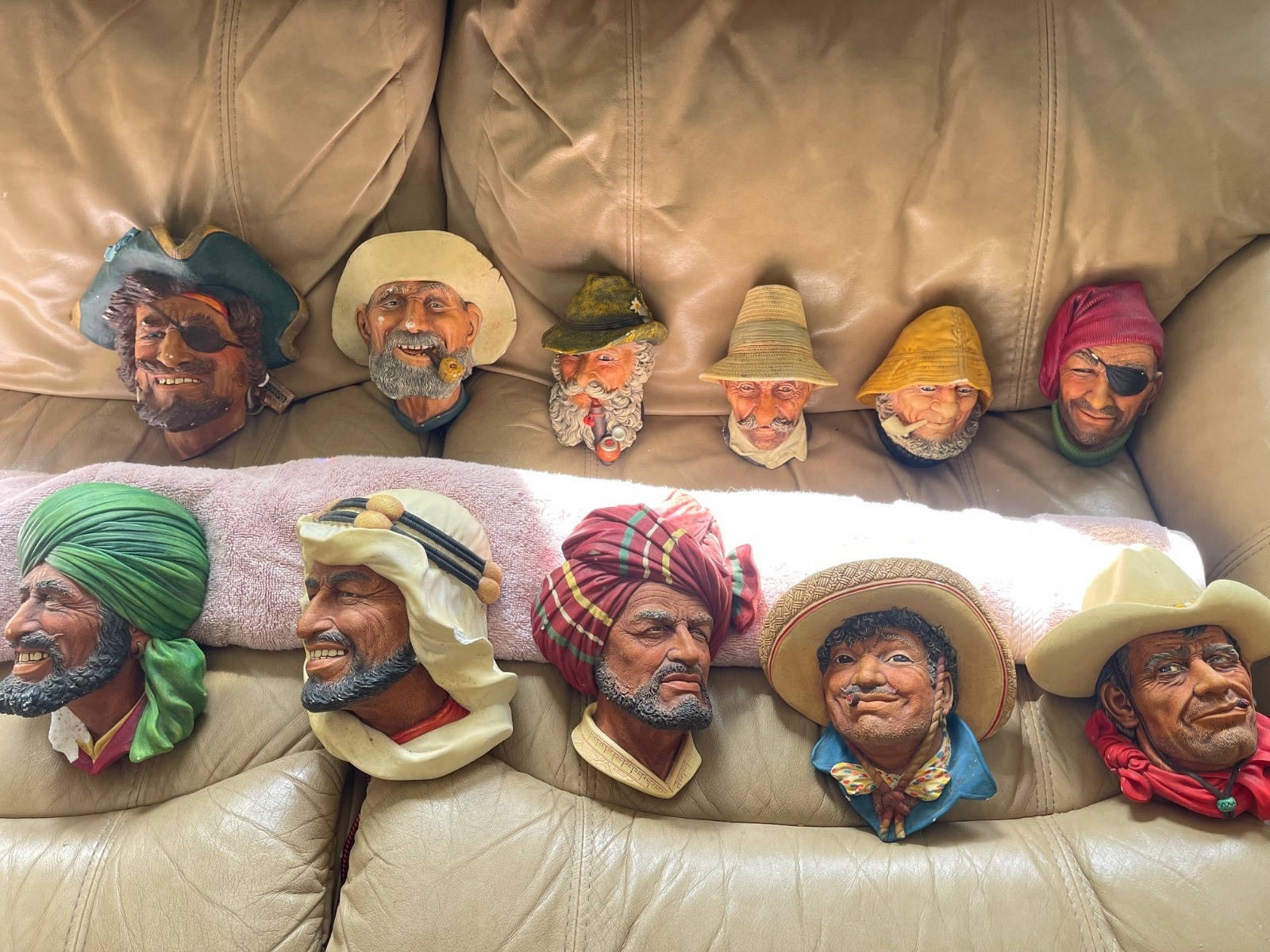 BOSSONS FIGURE HEADS SET character wall mounts c1960s VINTAGE ENGLAND