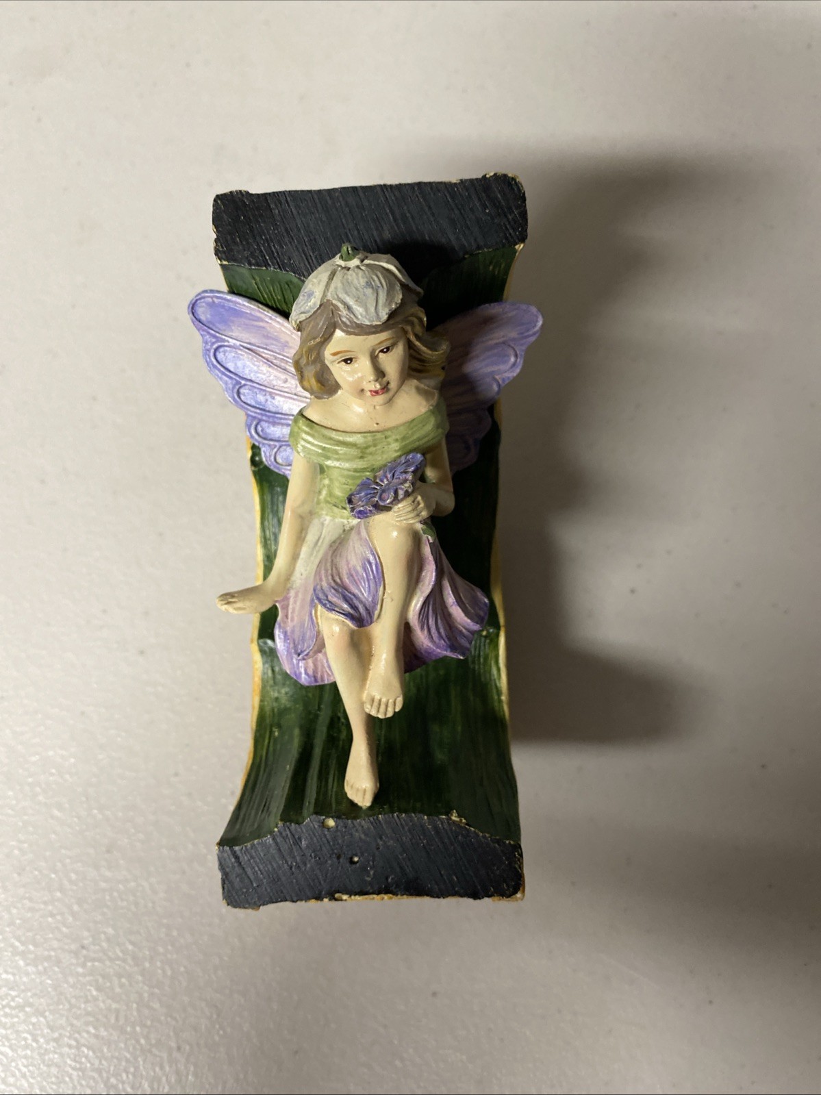 Woodland Fae Figurine with Tree log base