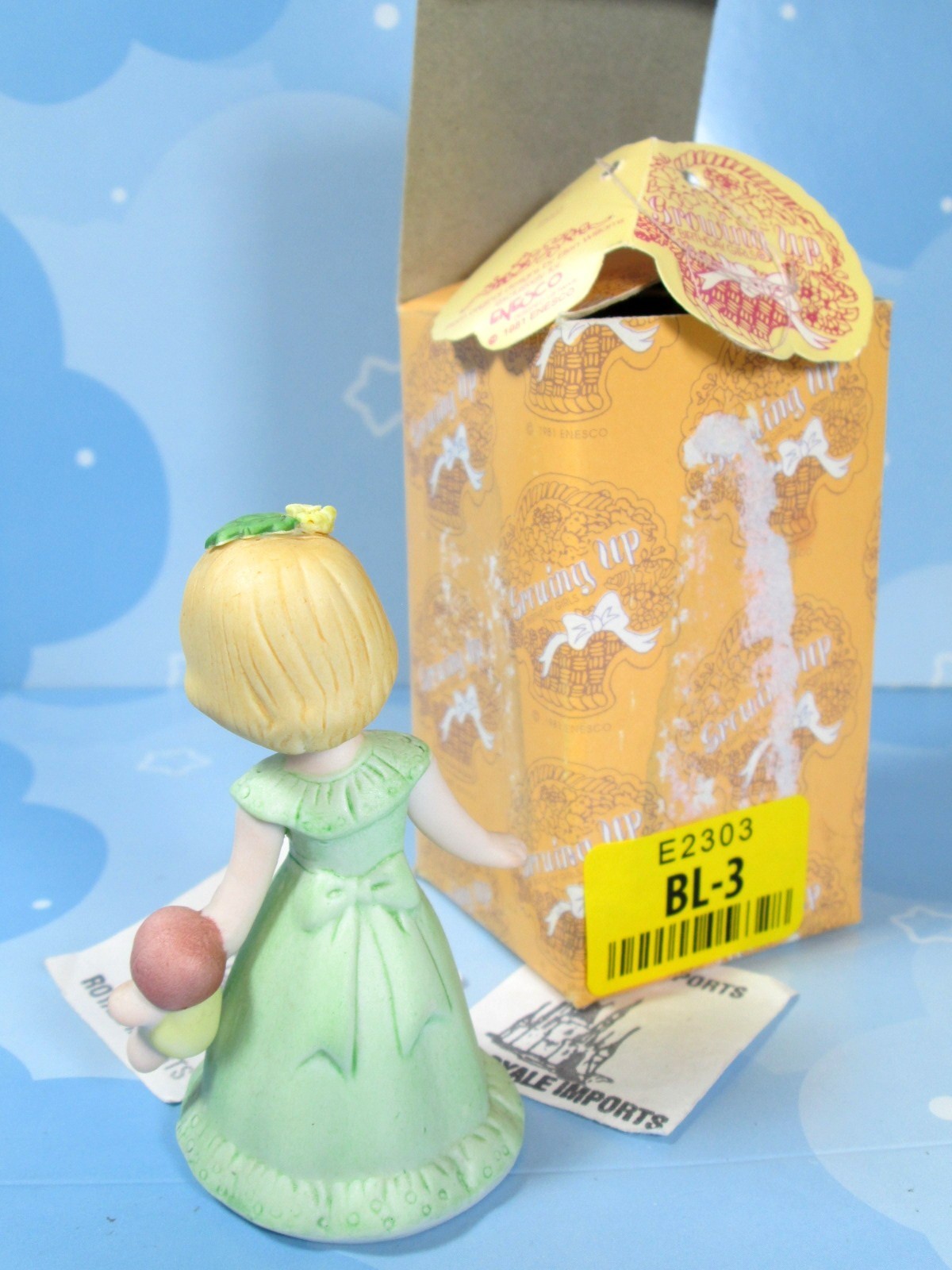Enesco Growing Up Girls Birthday Age 3 Blonde Green Dress E2303 In Box