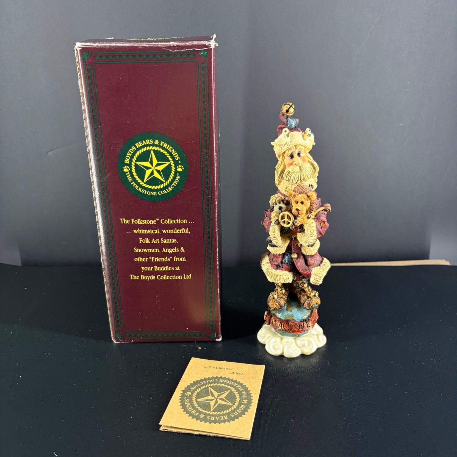Boyds Bears & Friends Folkstone Peacenick The Sixties Santa Figurine 1998 With B