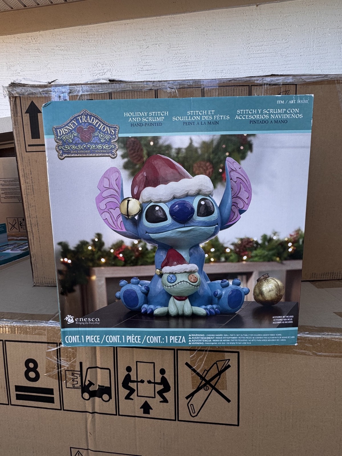 Jim Shore Disney Holiday Stitch and Scrump Christmas Resin Statue 14.8”H New Box