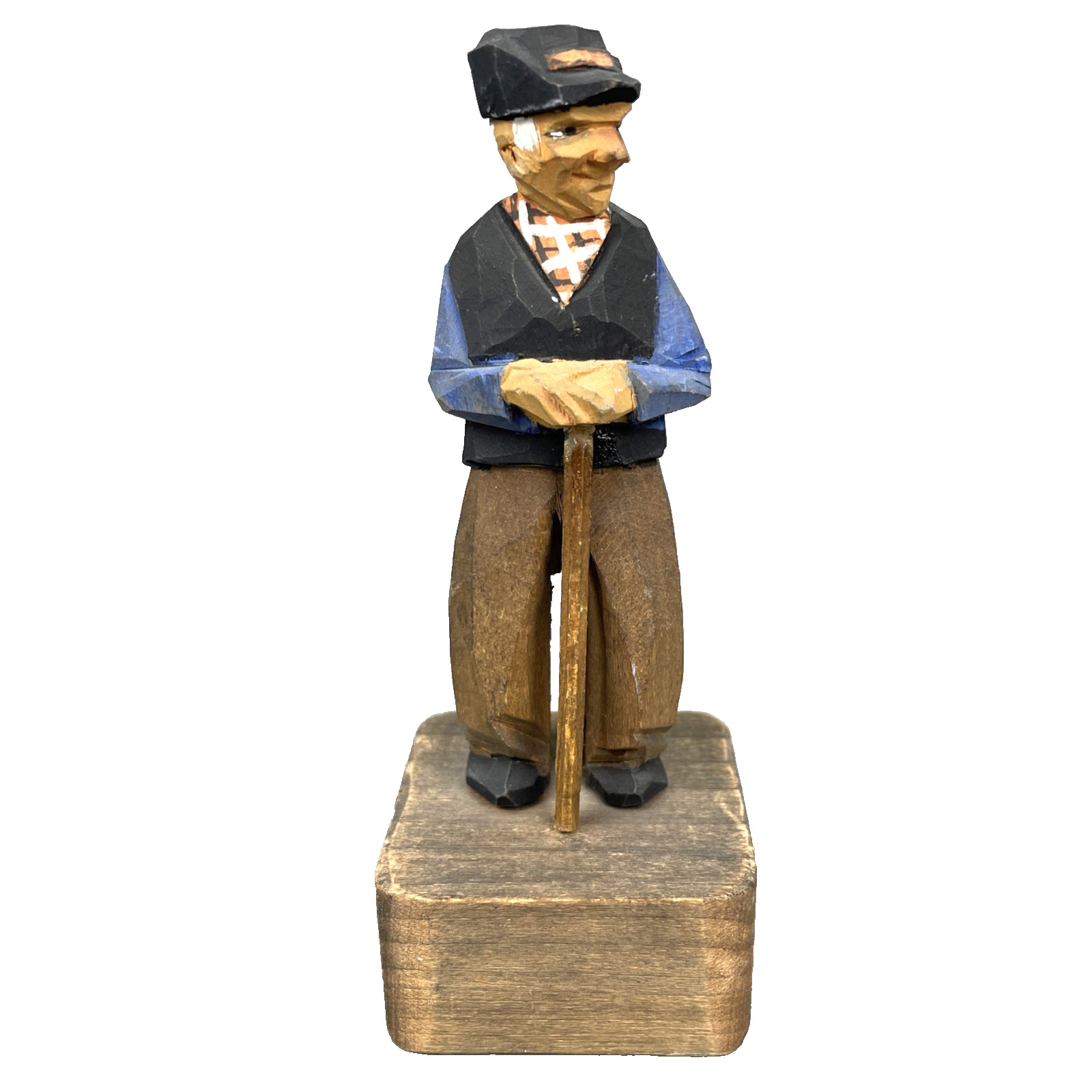 VTG Carl Olaf Trygg Hand Carved Wood Figures Pair Swedish Folk Art Signed