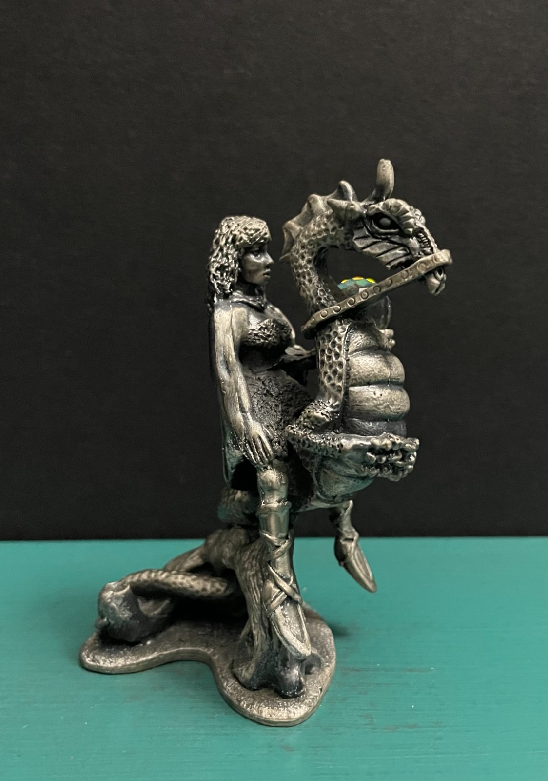 Tudor Mint WAPW Pewter Mythology Female Dragon Rider Fantasy Figurine GOT LOTR