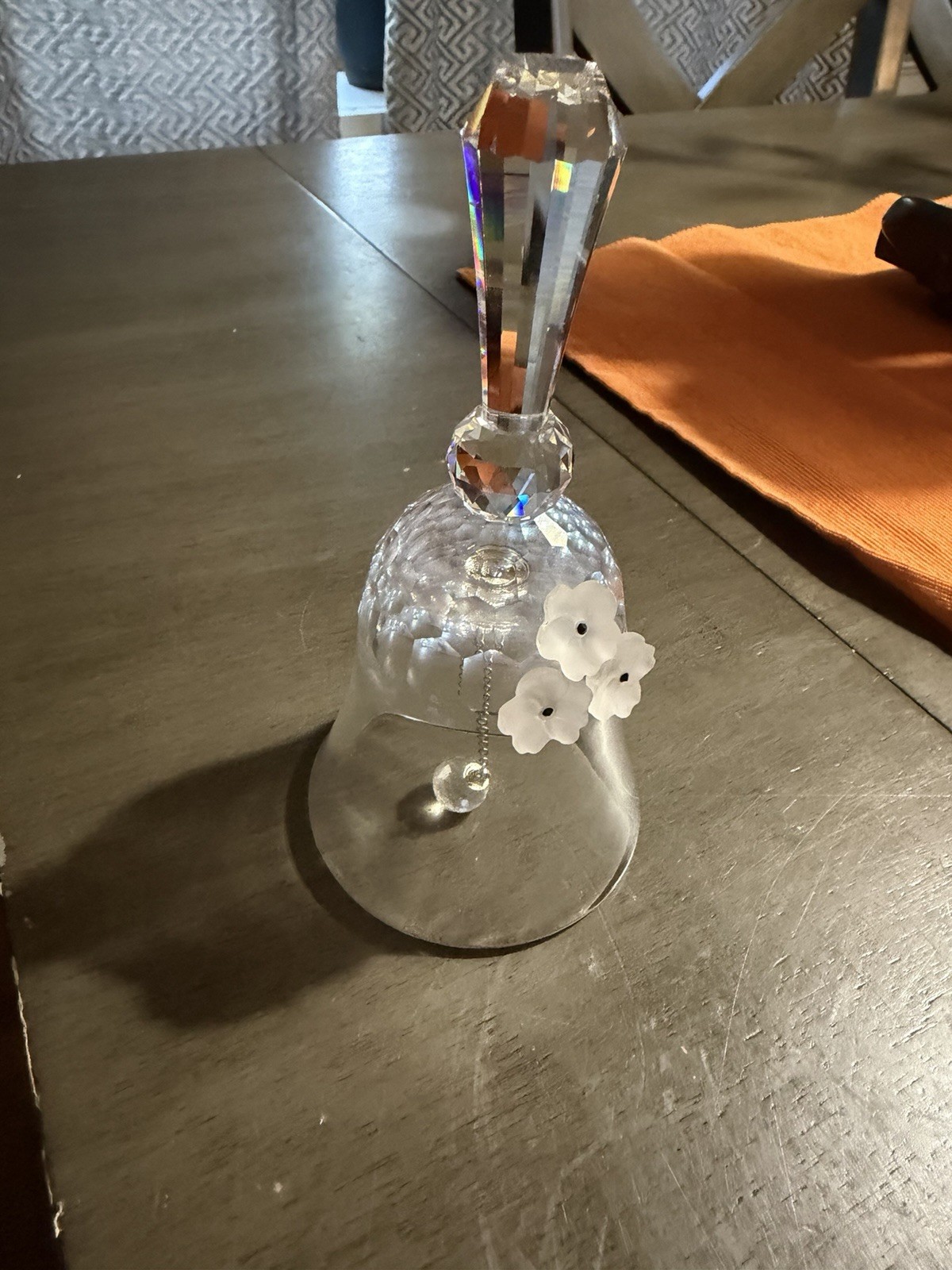 Swarovski Crystal Figurine, Small Table Bell, (013916) 3.25″ EUC Clear w/flowers