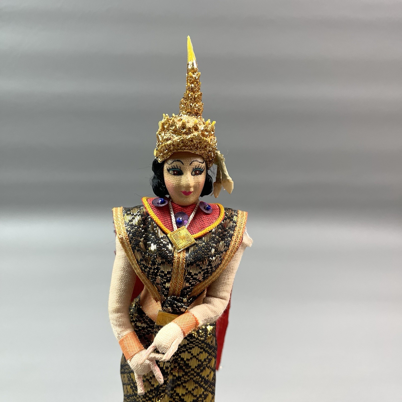 Thai Classic Dolls Traditional Dancer Costume Gold Headdress Made Thailand