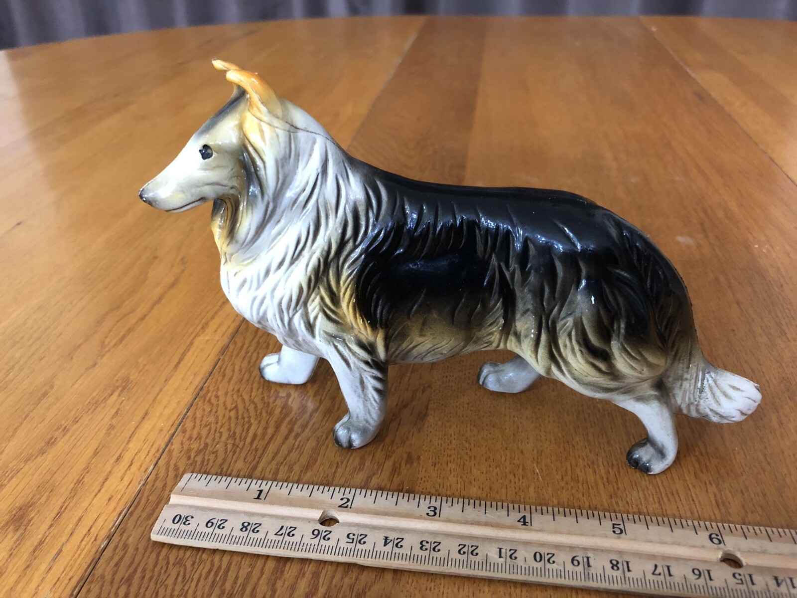 Vintage Collie Molded Plastic Figurine #802 Hong Kong 7.5”