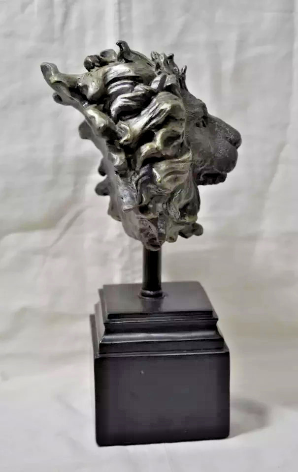 Lion Statue Sculpture Figure Bronze Color Resin Home Decor